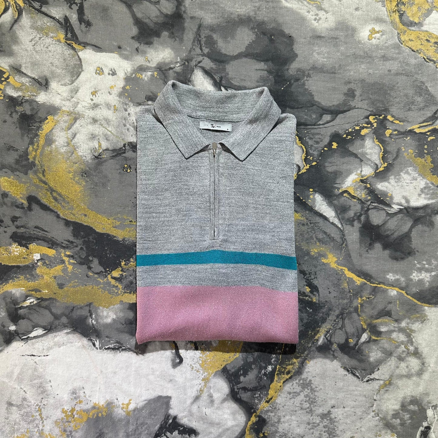 Grey Shaded Zipper Polo