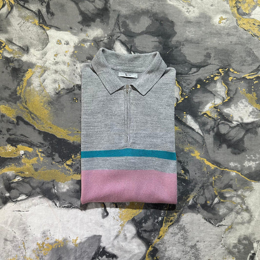 Grey Shaded Zipper Polo