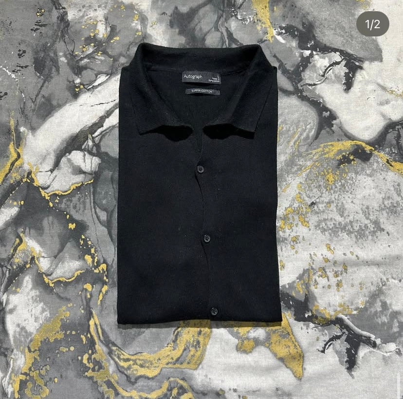 Black Button Down Polo