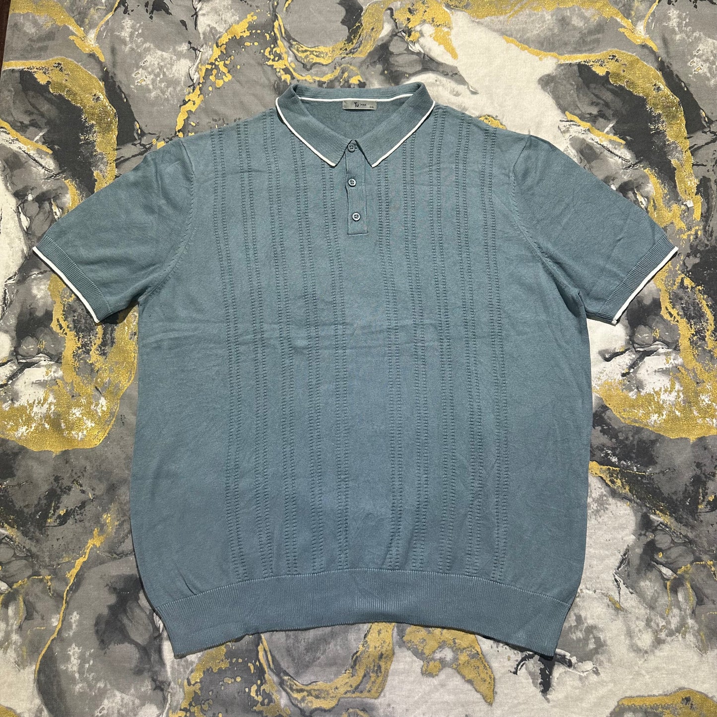 TU Man Grayish Blue Soft Cotton Knitted Polo