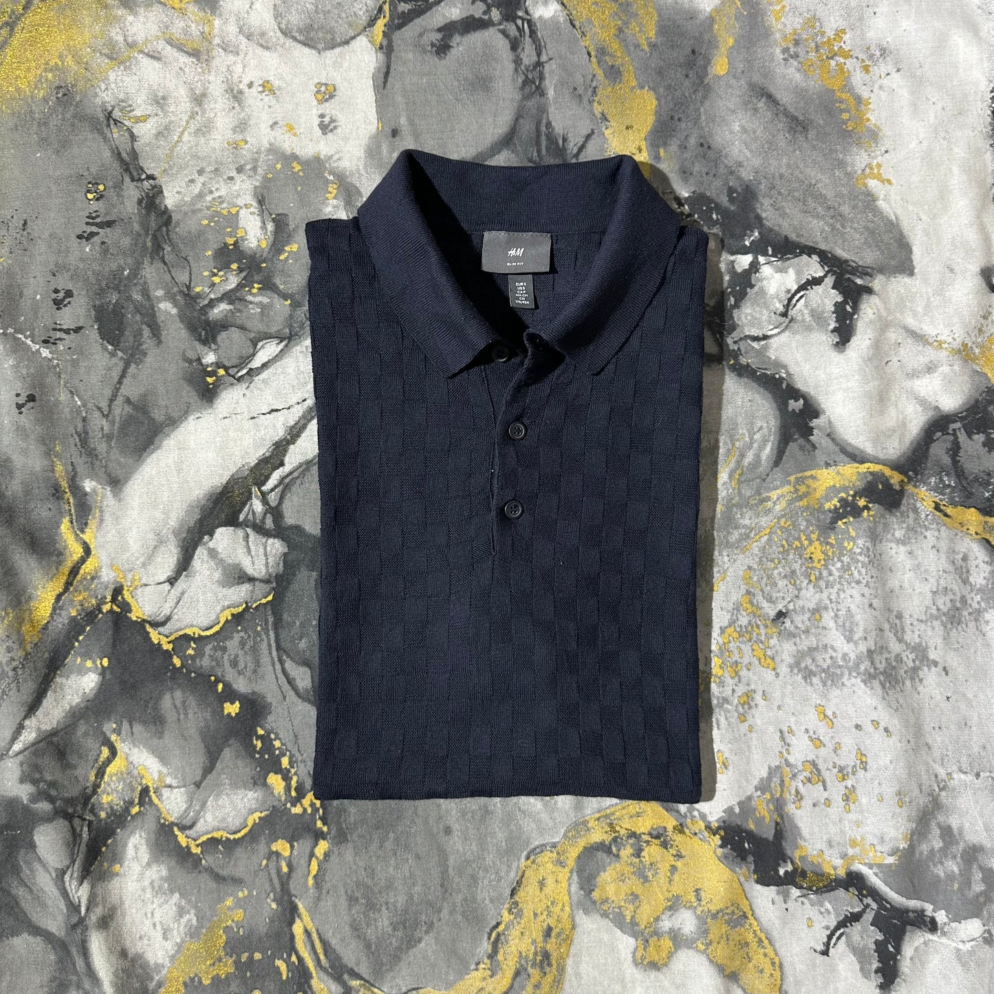 H&M Checkered Patterned Luxury Cotton Knitted Polo