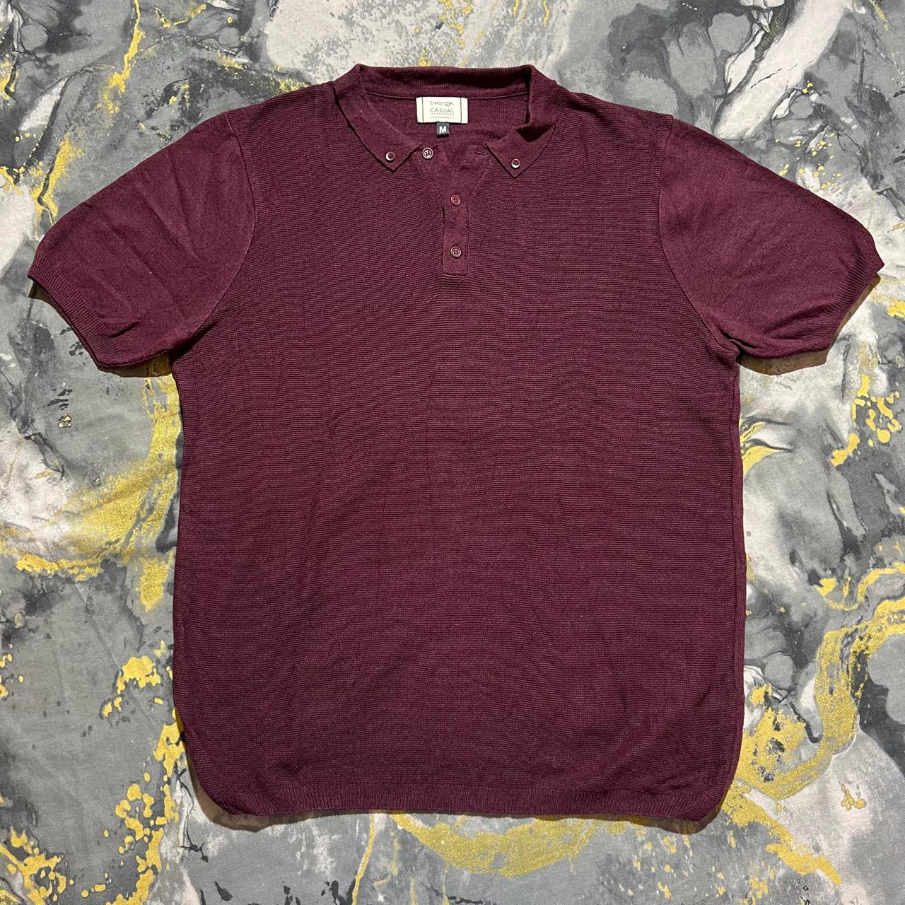Maroon Waffle Knit Textured Polo