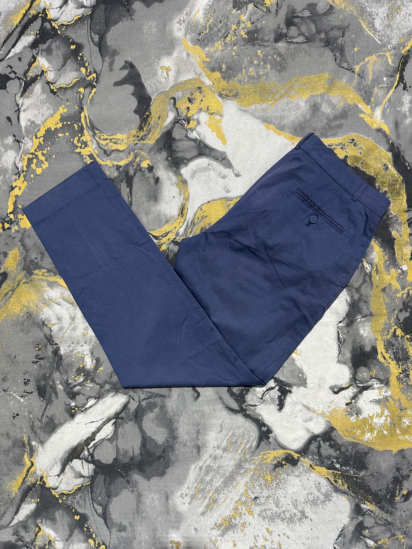 Linen/Cotton Blend Blue Cotton Pants