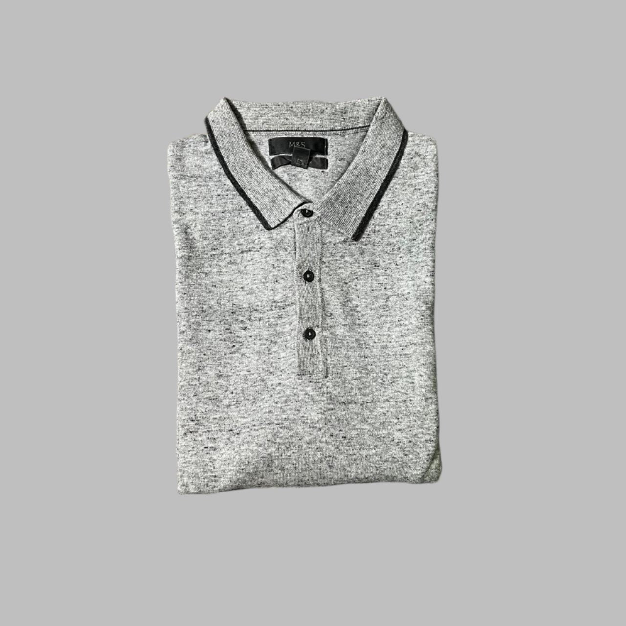 Large Light Gray Full Sleeves Collar Polo