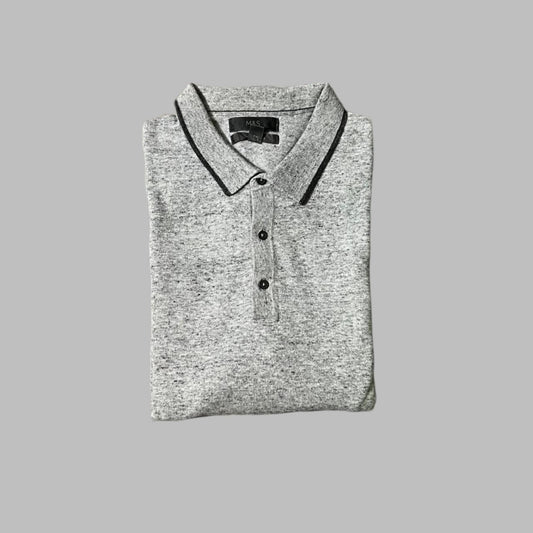 Large Light Gray Full Sleeves Collar Polo
