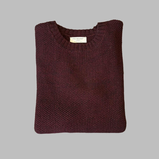 Maroon Waffle Knit Full Sleeves Sweater