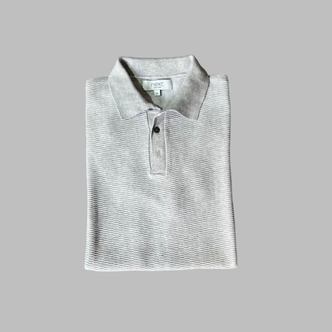 Gray Textured Half Sleeves Knit Polo