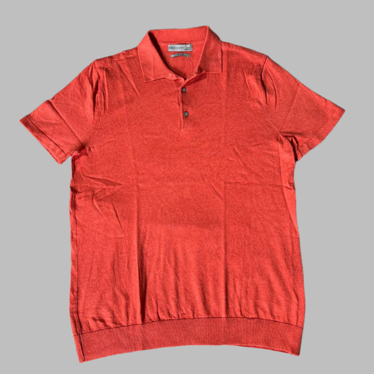Orange Cotton Rich Half Sleeves Knitted Polo