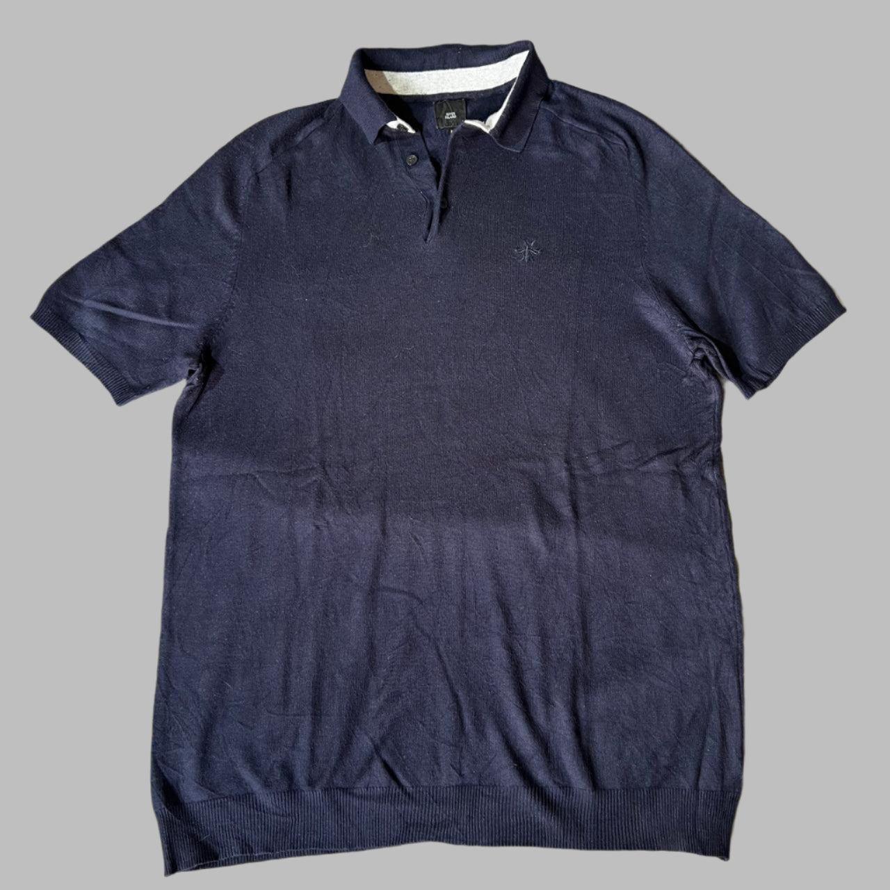 Viscose Silk Cotton Navy Blue Knitted Polo