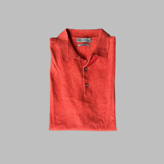 Orange Cotton Rich Half Sleeves Knitted Polo