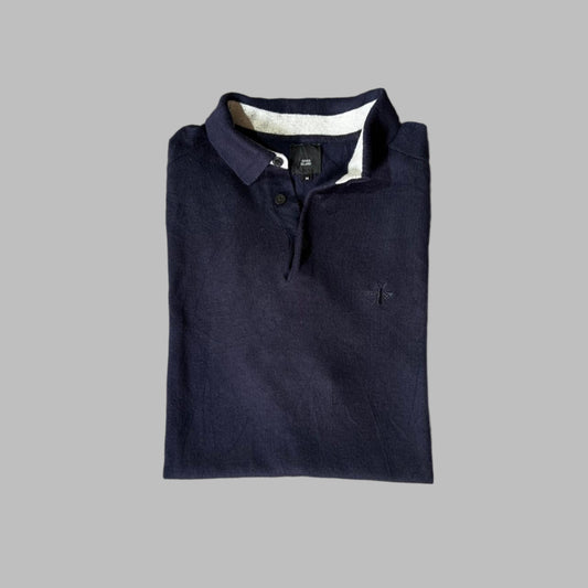 Viscose Silk Cotton Navy Blue Knitted Polo