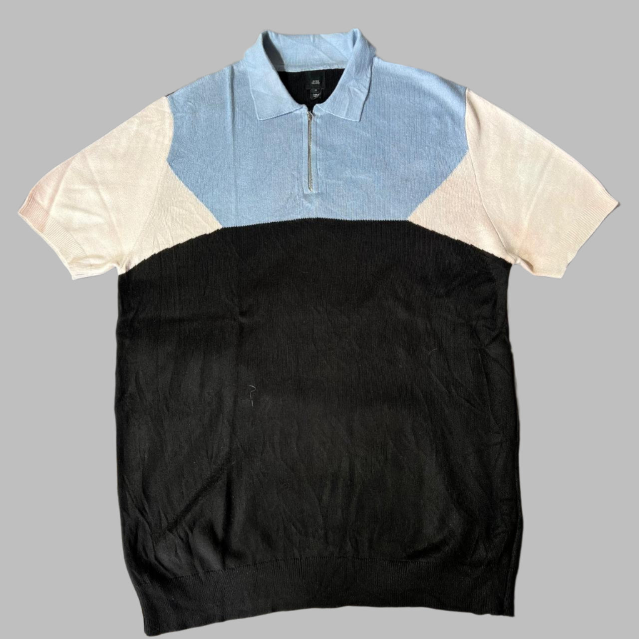 Viscose Silk Multicolor Knitted Half Zipper Polo