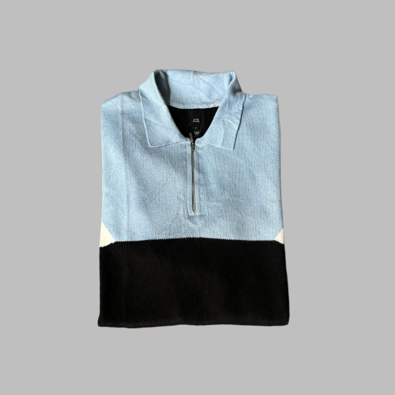 Viscose Silk Multicolor Knitted Half Zipper Polo