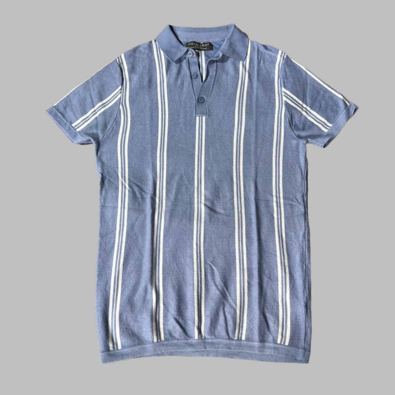 Sky Blue and White Striped Half Sleeves Polo