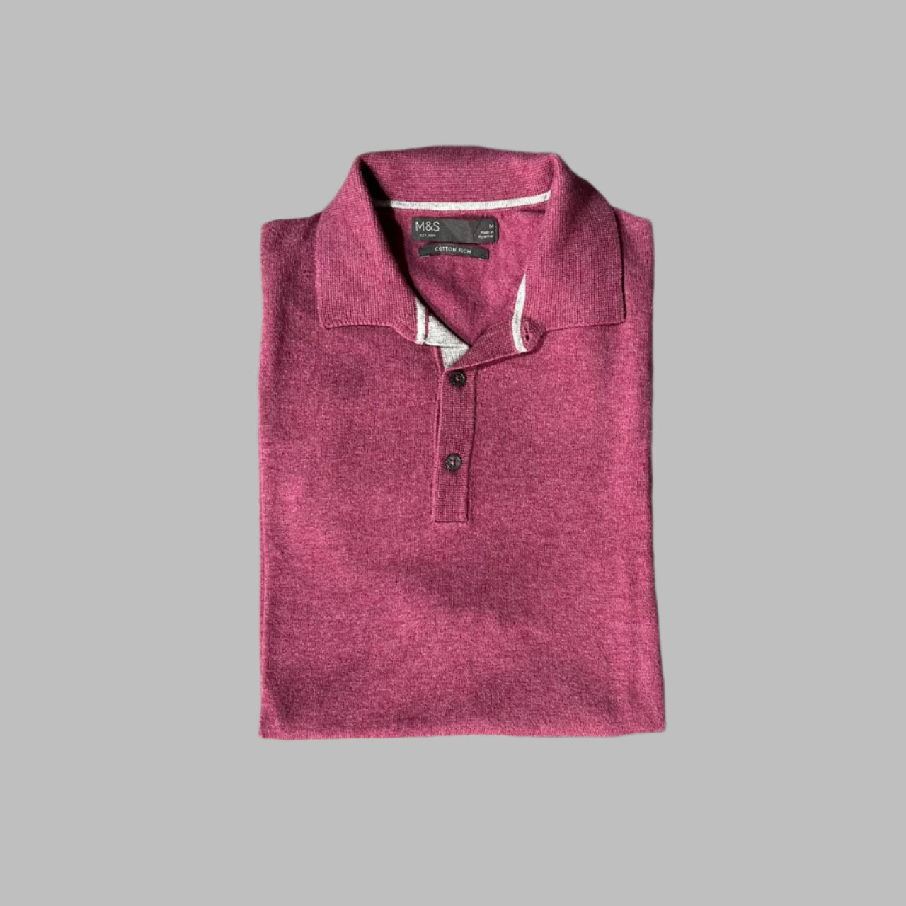 Pink Cotton Rich Knitted Polo