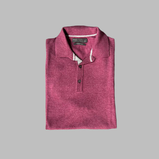 Pink Cotton Rich Knitted Polo