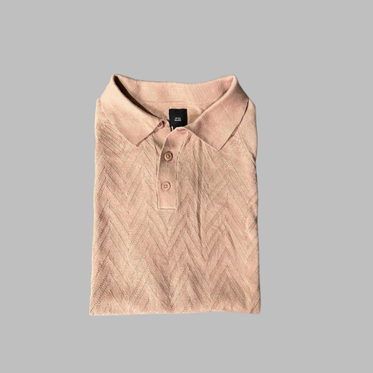 Peach Textured Knit Polo