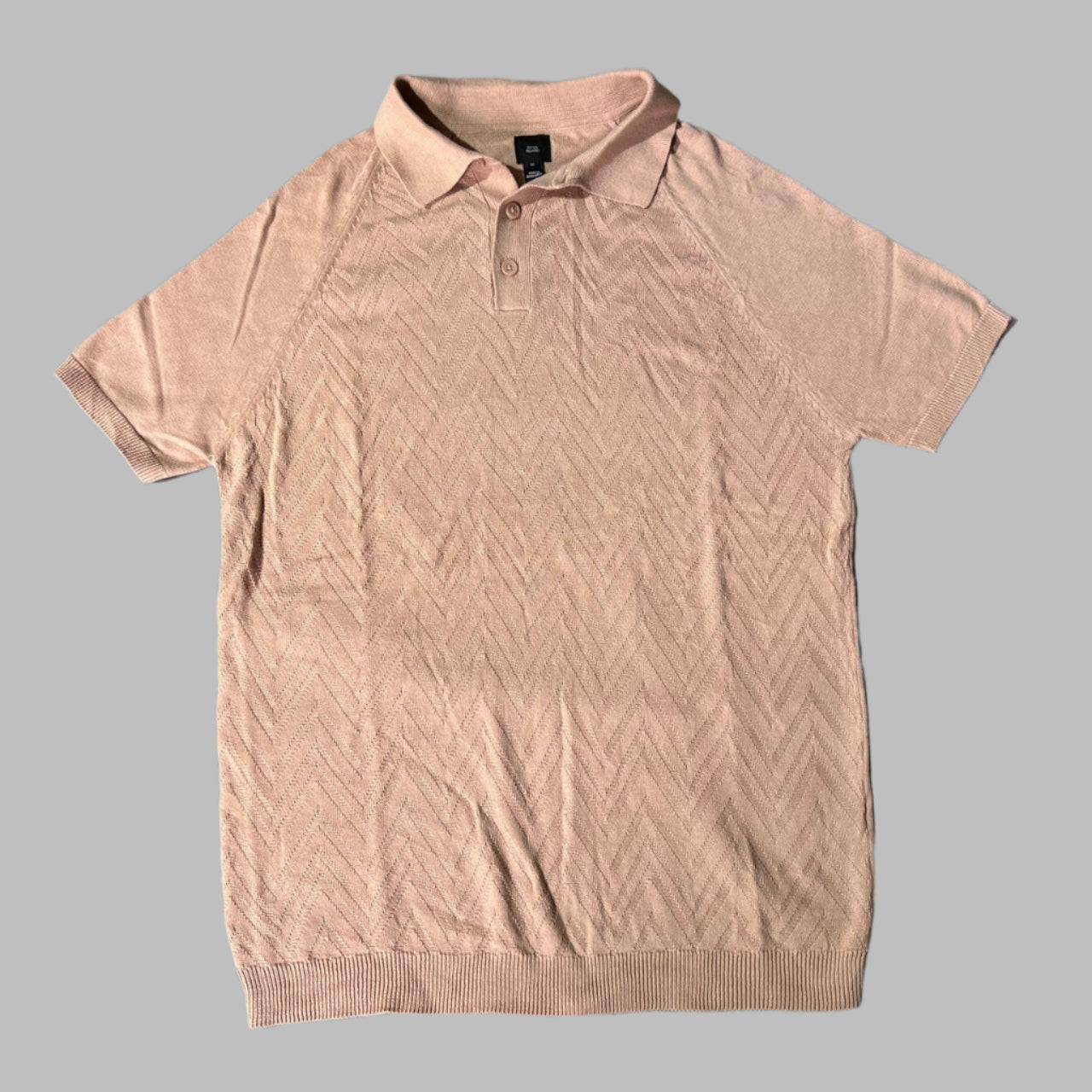 Peach Textured Knit Polo
