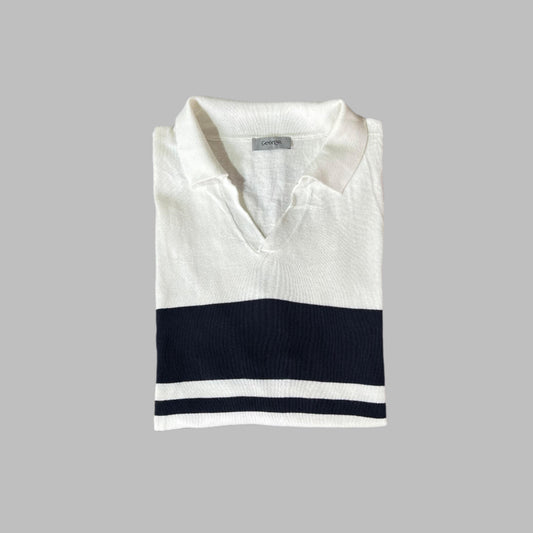 White Luxury Cotton Knitted Busan Collar Polo