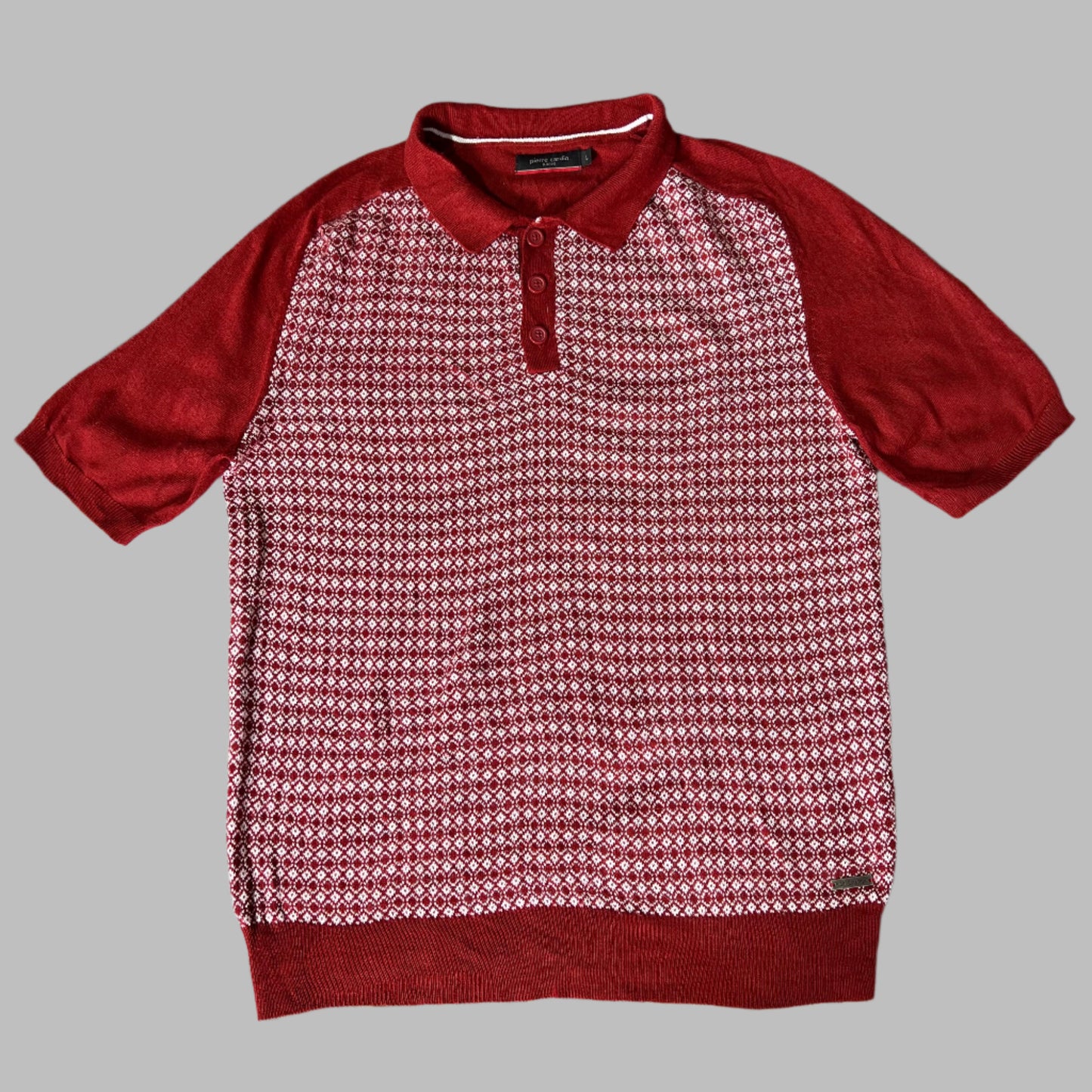 Red White Patterned Knitted Polo