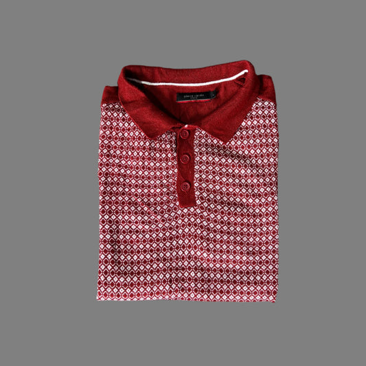 Red White Patterned Knitted Polo