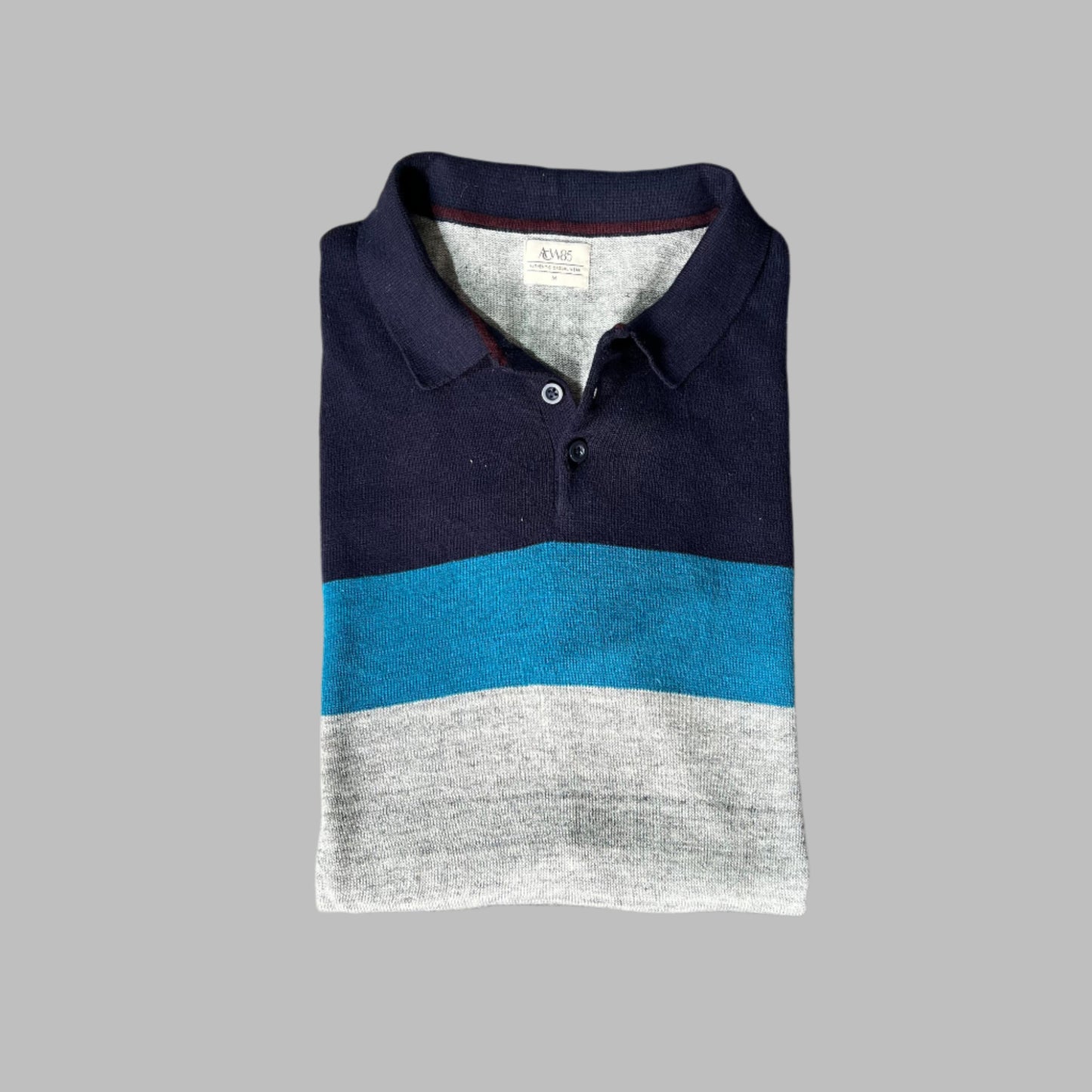 Three Tone Stripes Patterned Knit Polo