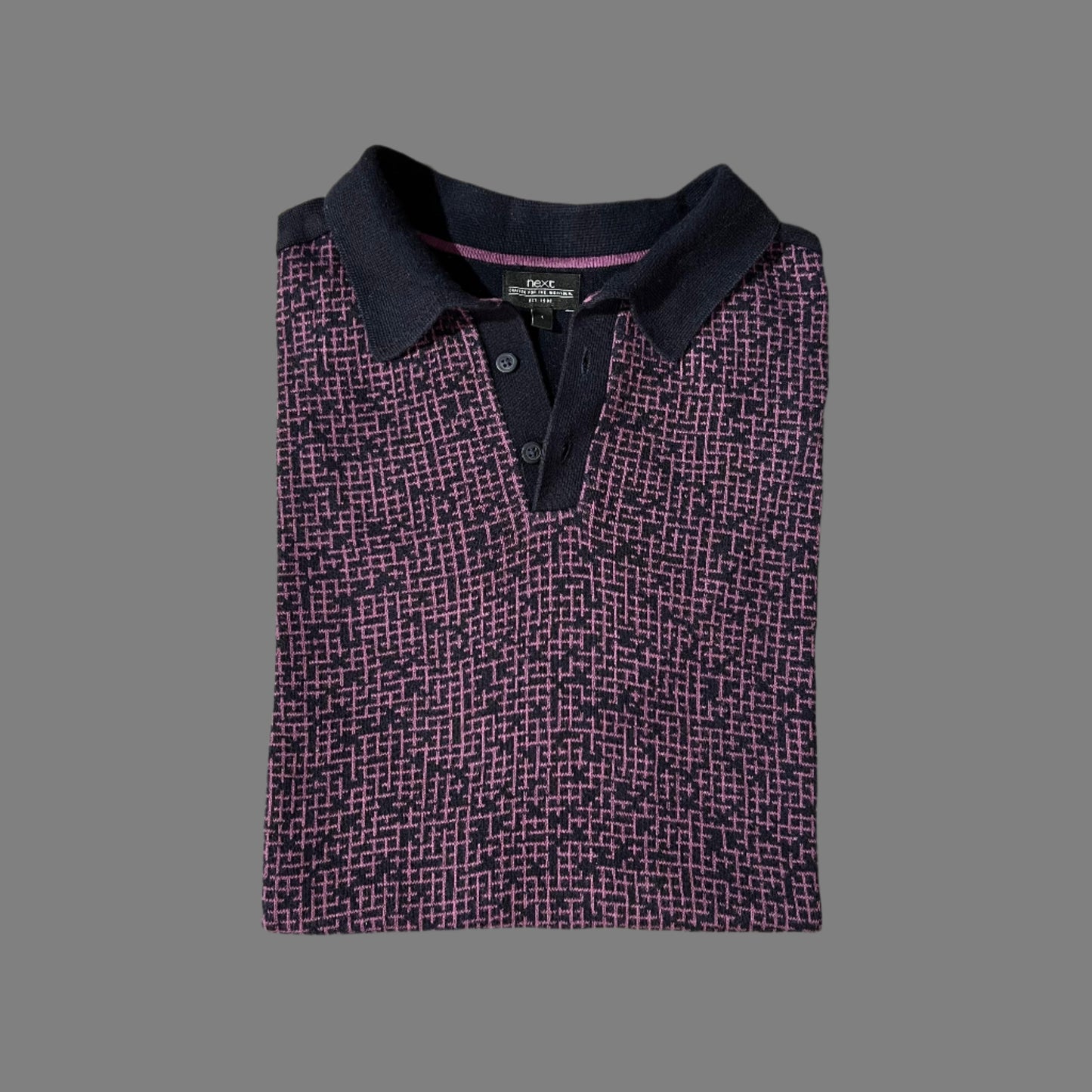 Purple/Black Patterned Knit Cotton Polo