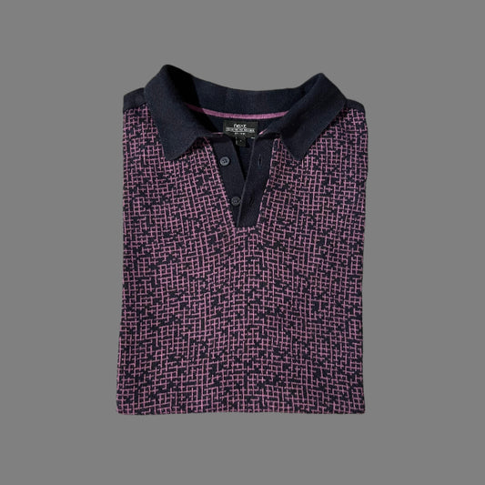 Purple/Black Patterned Knit Cotton Polo