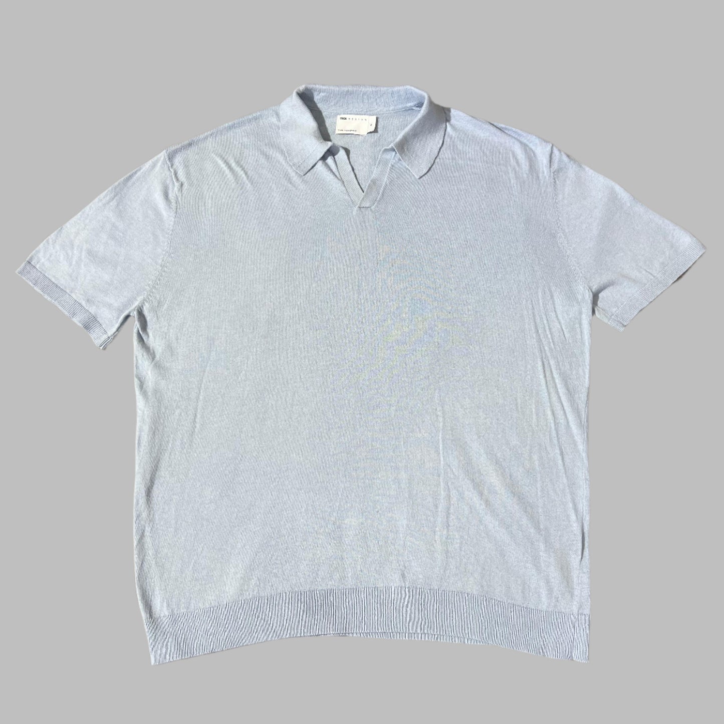 Silk Cotton Sky Blue Busan Collar Half Sleeves Polo
