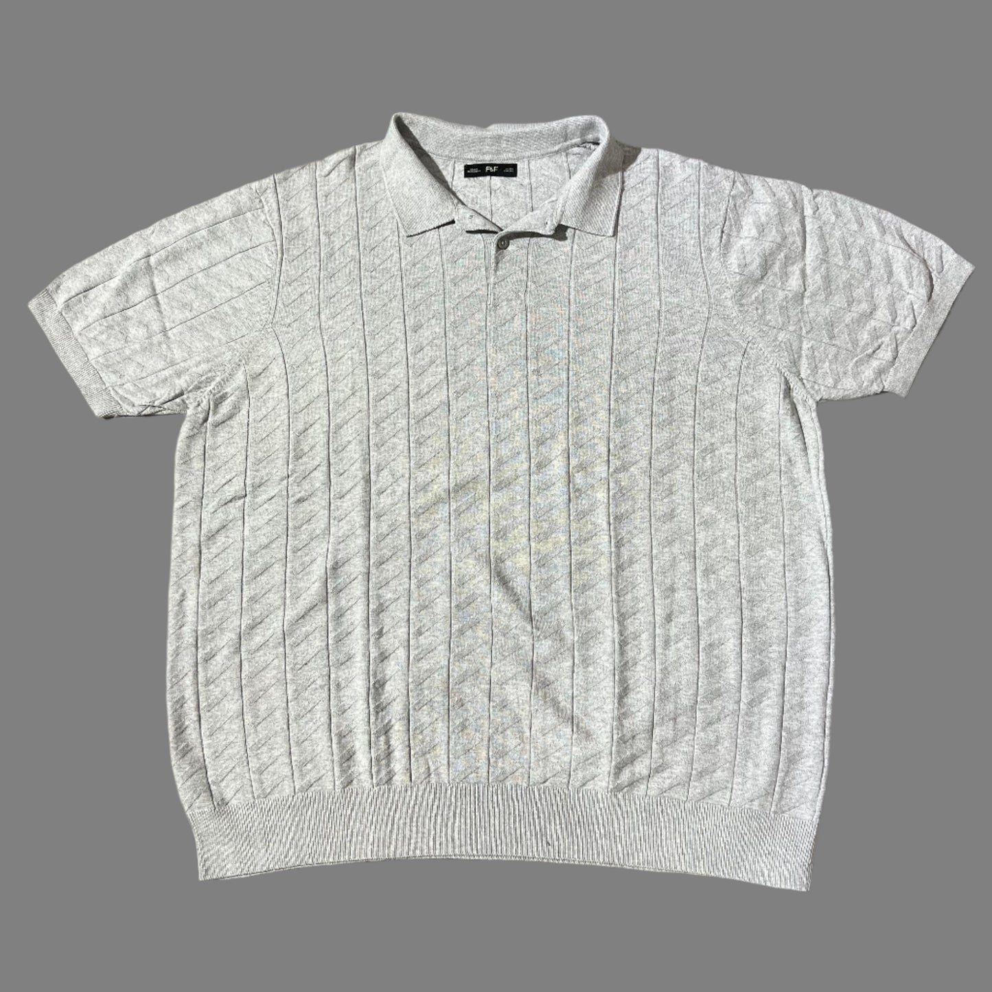 Gray Patterned Knitted Half Sleeves Polo