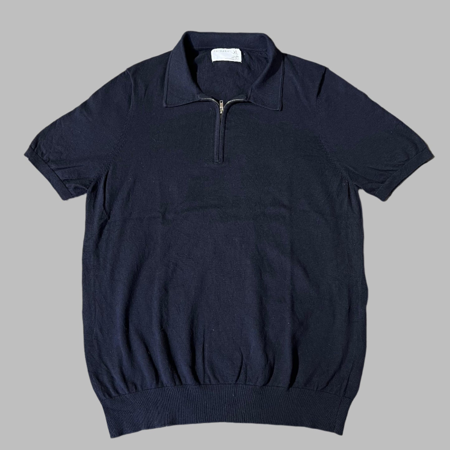 Dark Blue Soft Cotton Half Sleeves Zipper Polo