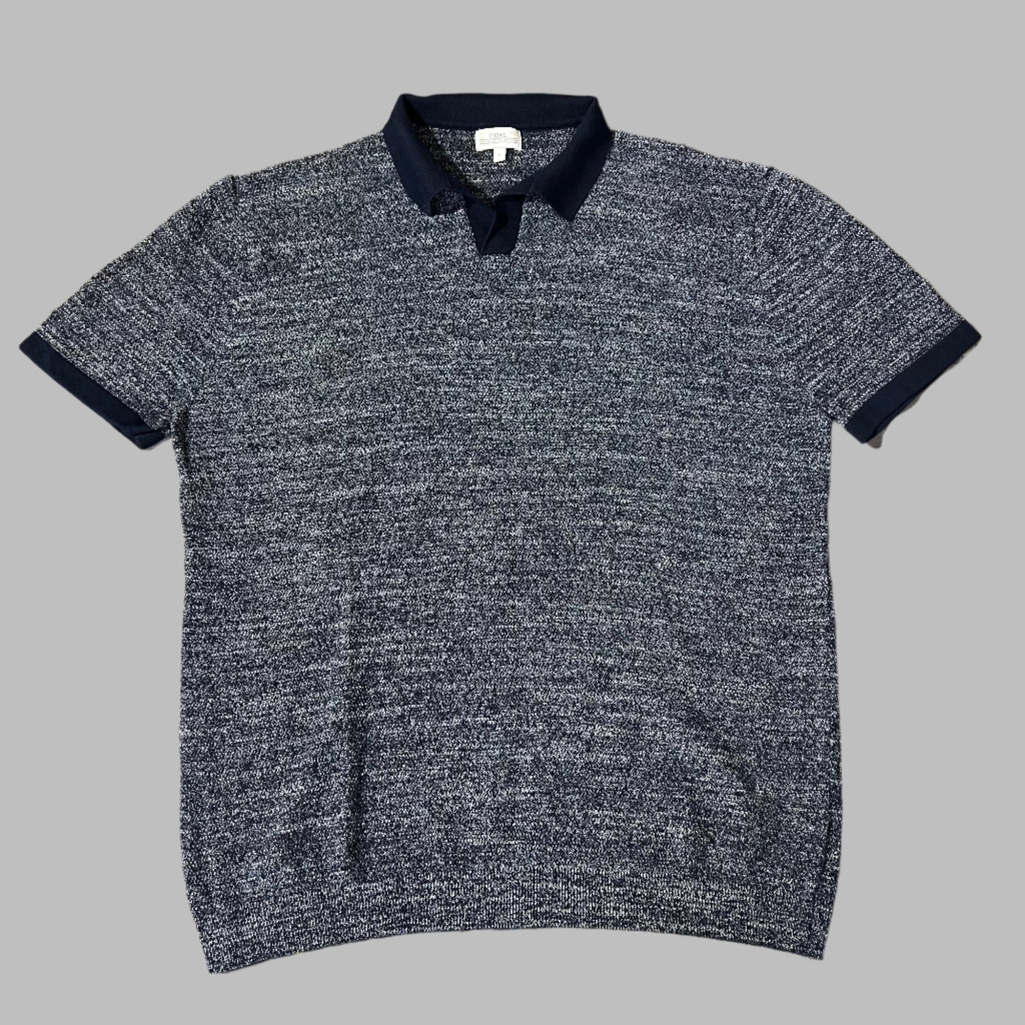 Gray/White Knit Busan Collar Half Sleeves Polo
