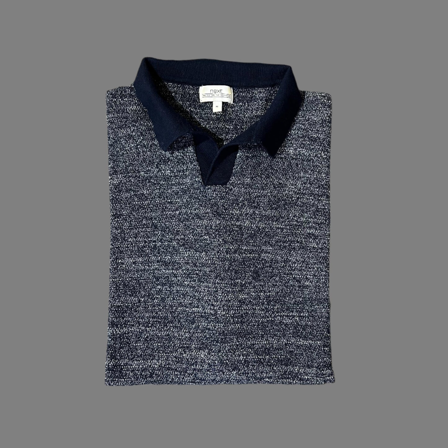Gray/White Knit Busan Collar Half Sleeves Polo