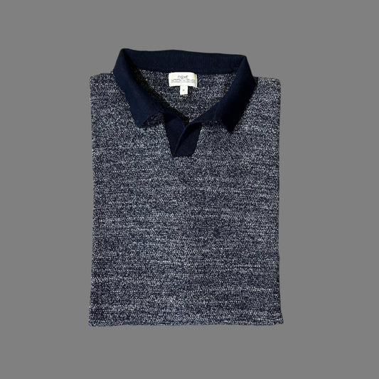Gray/White Knit Busan Collar Half Sleeves Polo