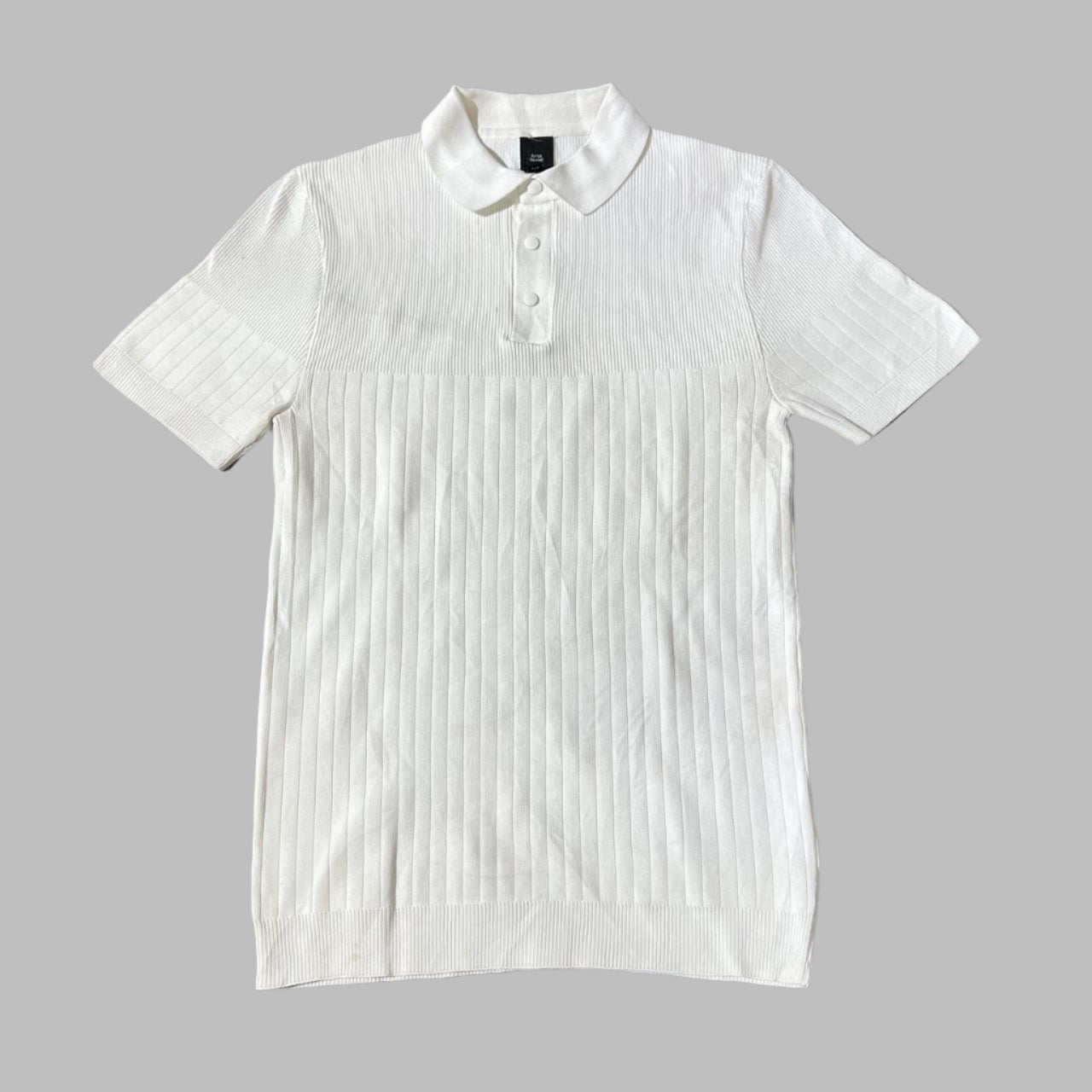 White Ribbed Half Sleeves knit Polo