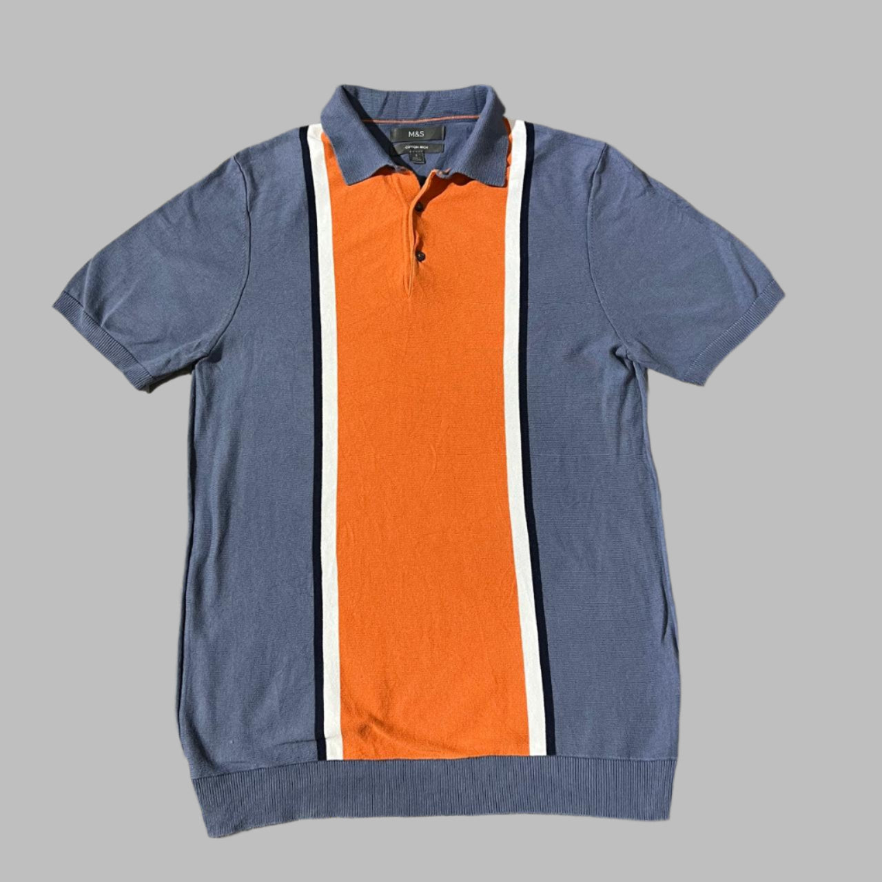 Two Toned Cotton Rich Half Sleeves Knit Polo