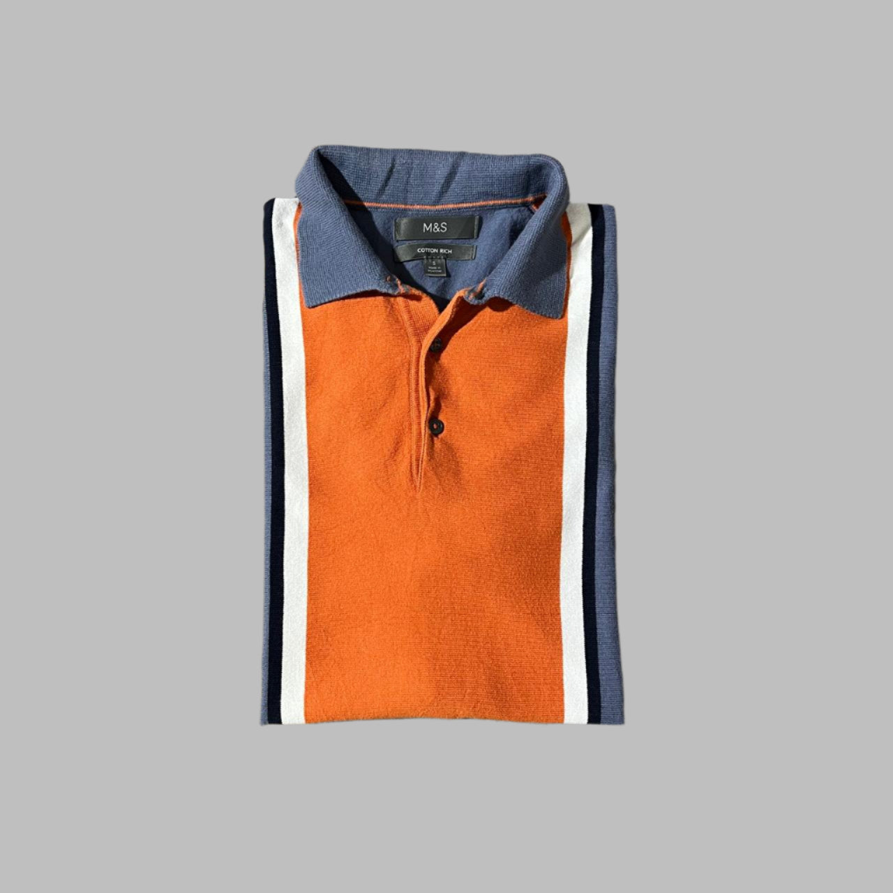 Two Toned Cotton Rich Half Sleeves Knit Polo