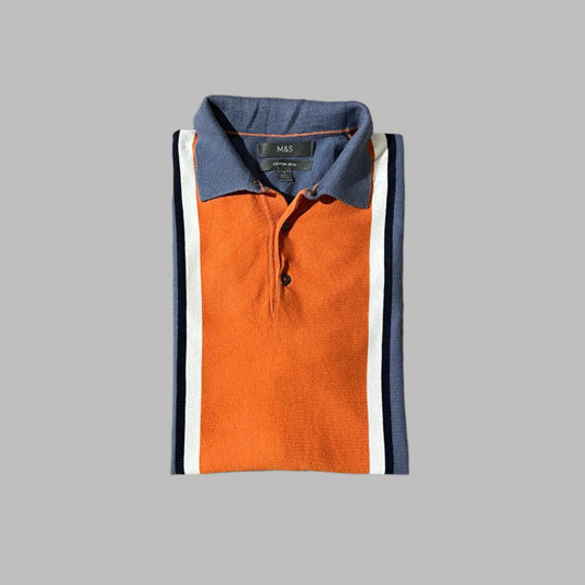 Two Toned Cotton Rich Half Sleeves Knit Polo