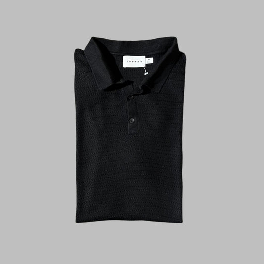 Topman Black Half Sleeves knitted Polo