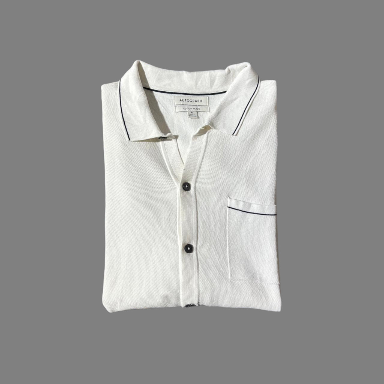 White Luxury Cotton Half Sleeves  Buttoned Down