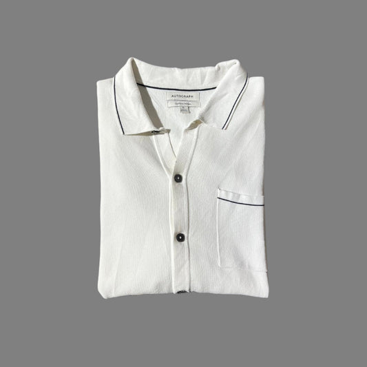 White Luxury Cotton Half Sleeves  Buttoned Down