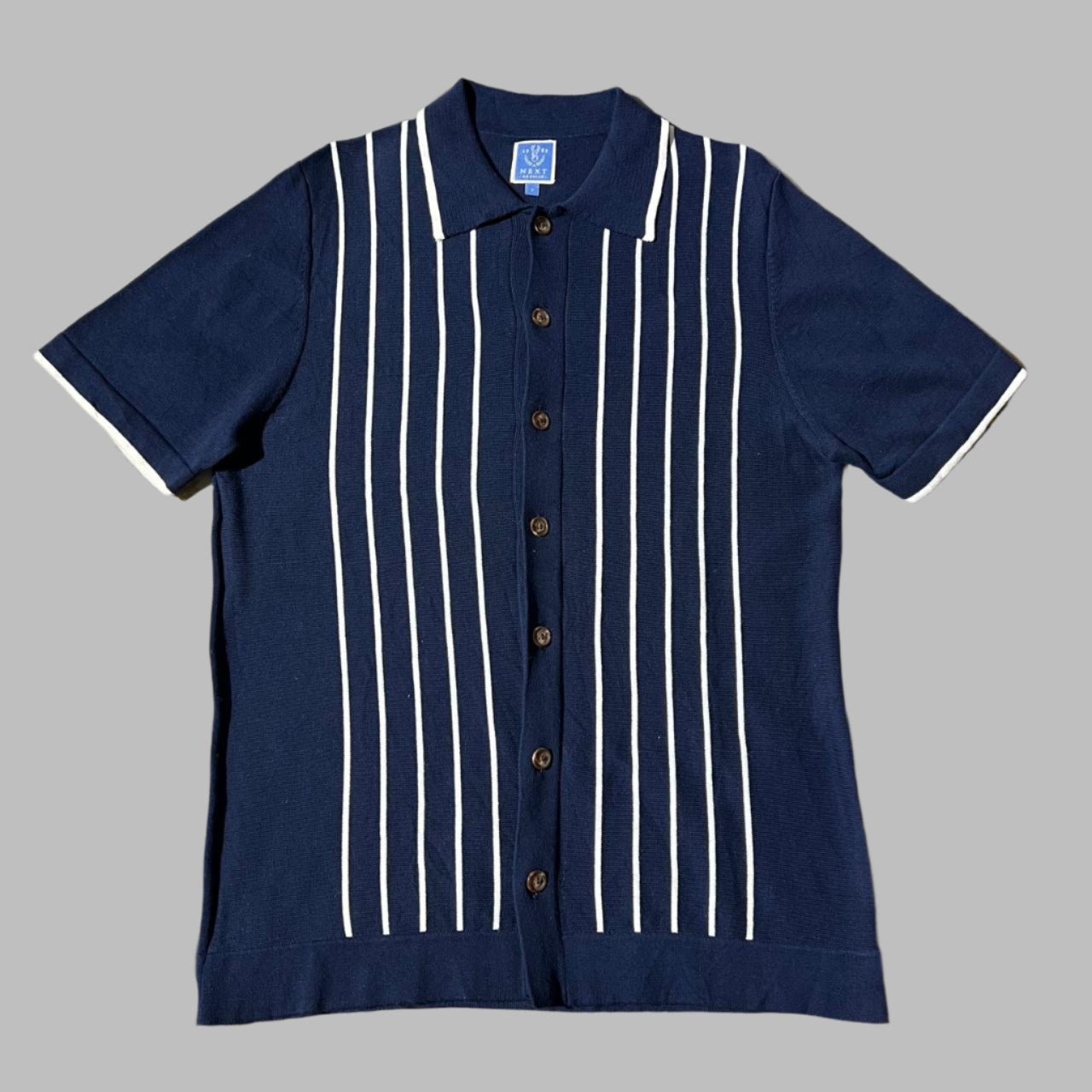 Blue/White Stripes Old-Money Half Sleeves Buttoned Down