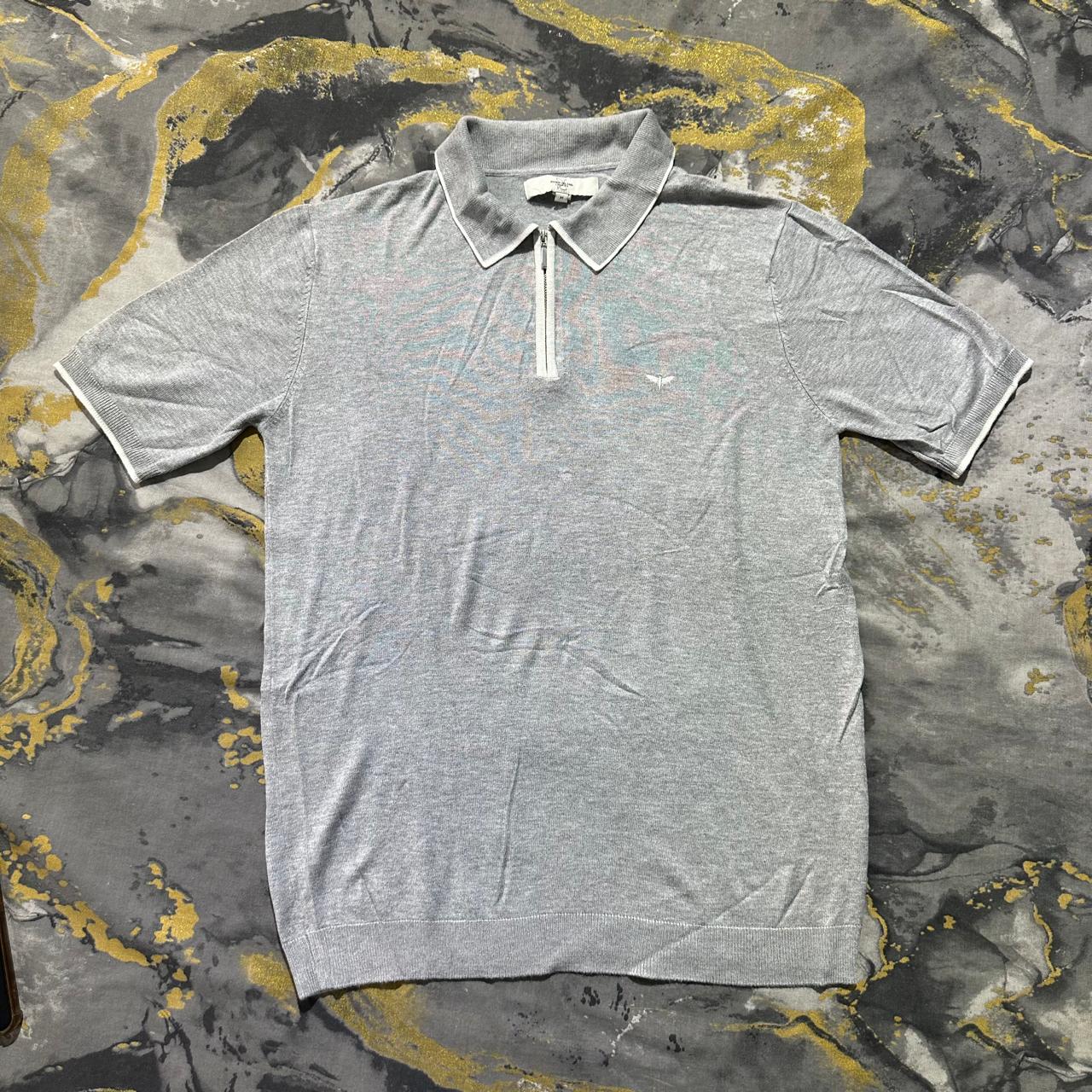 Soft Silk Cotton Gray Zipper Knitted Polo
