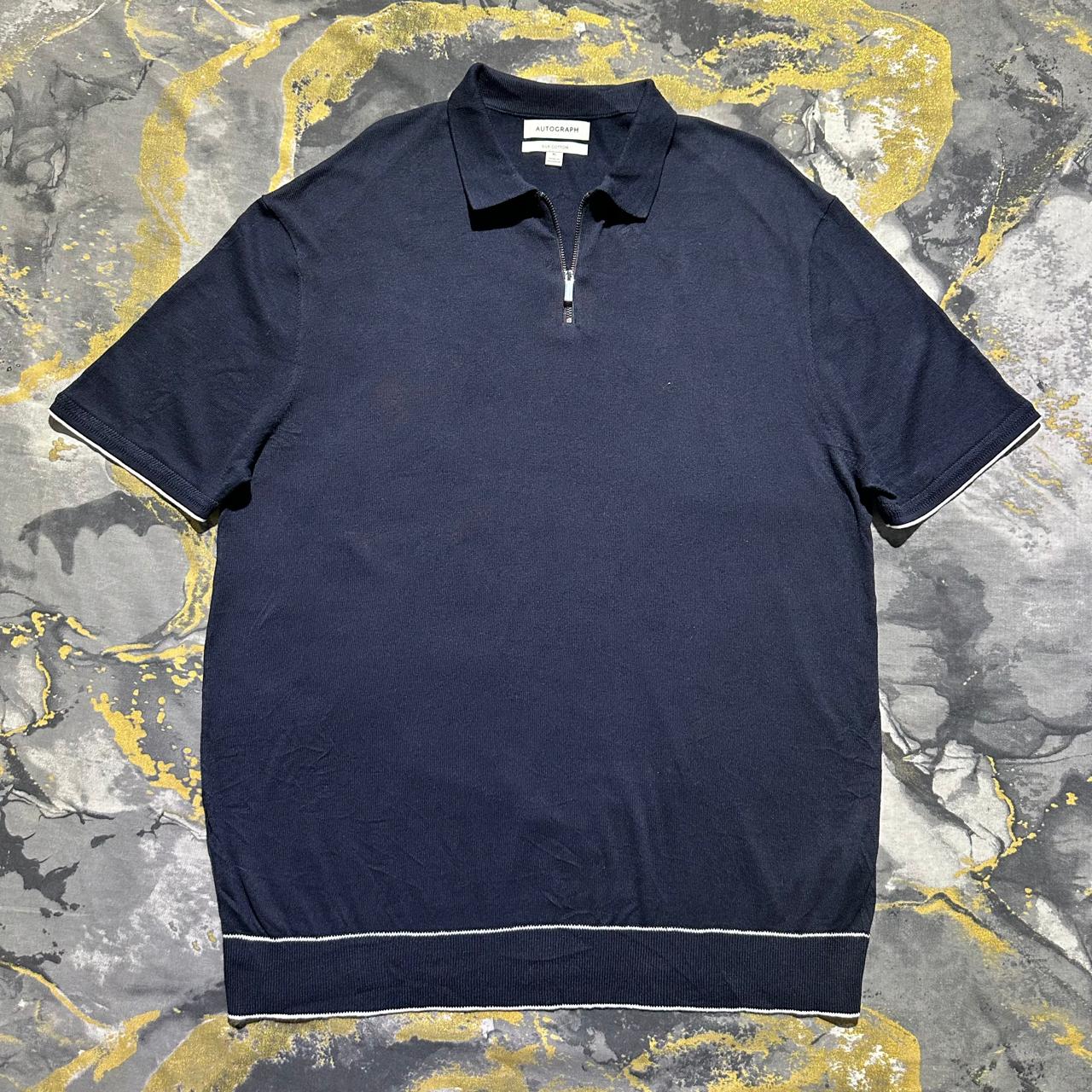 Luxury Cotton Modal Dark Blue Zipper Polo
