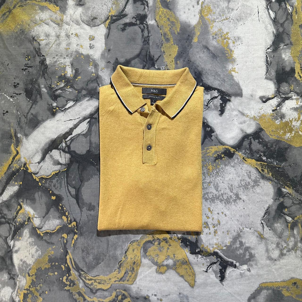 Mastard Cotton Rich Knitted Buttoned Polo