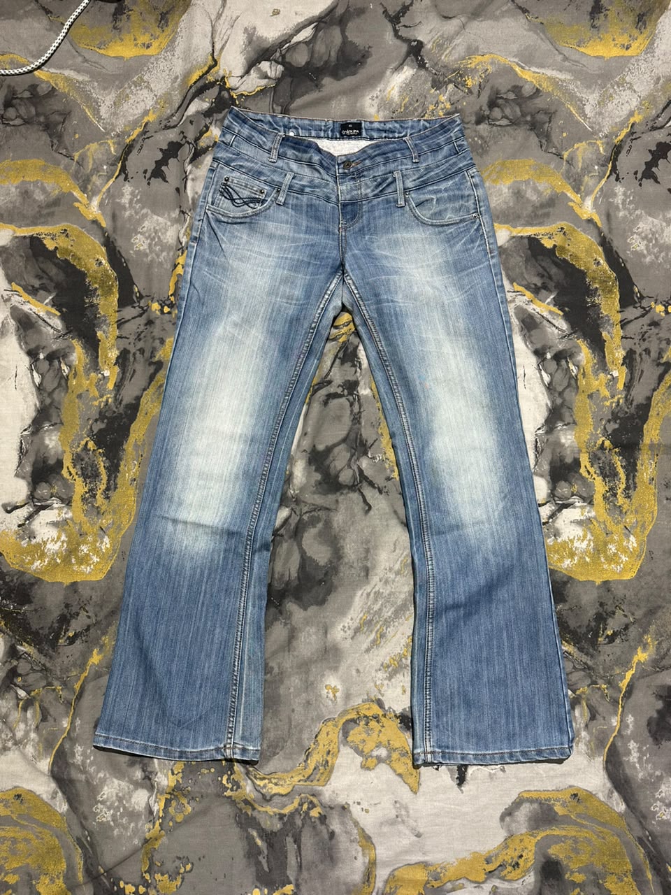 Blue Fade Washed Bootcut Jeans