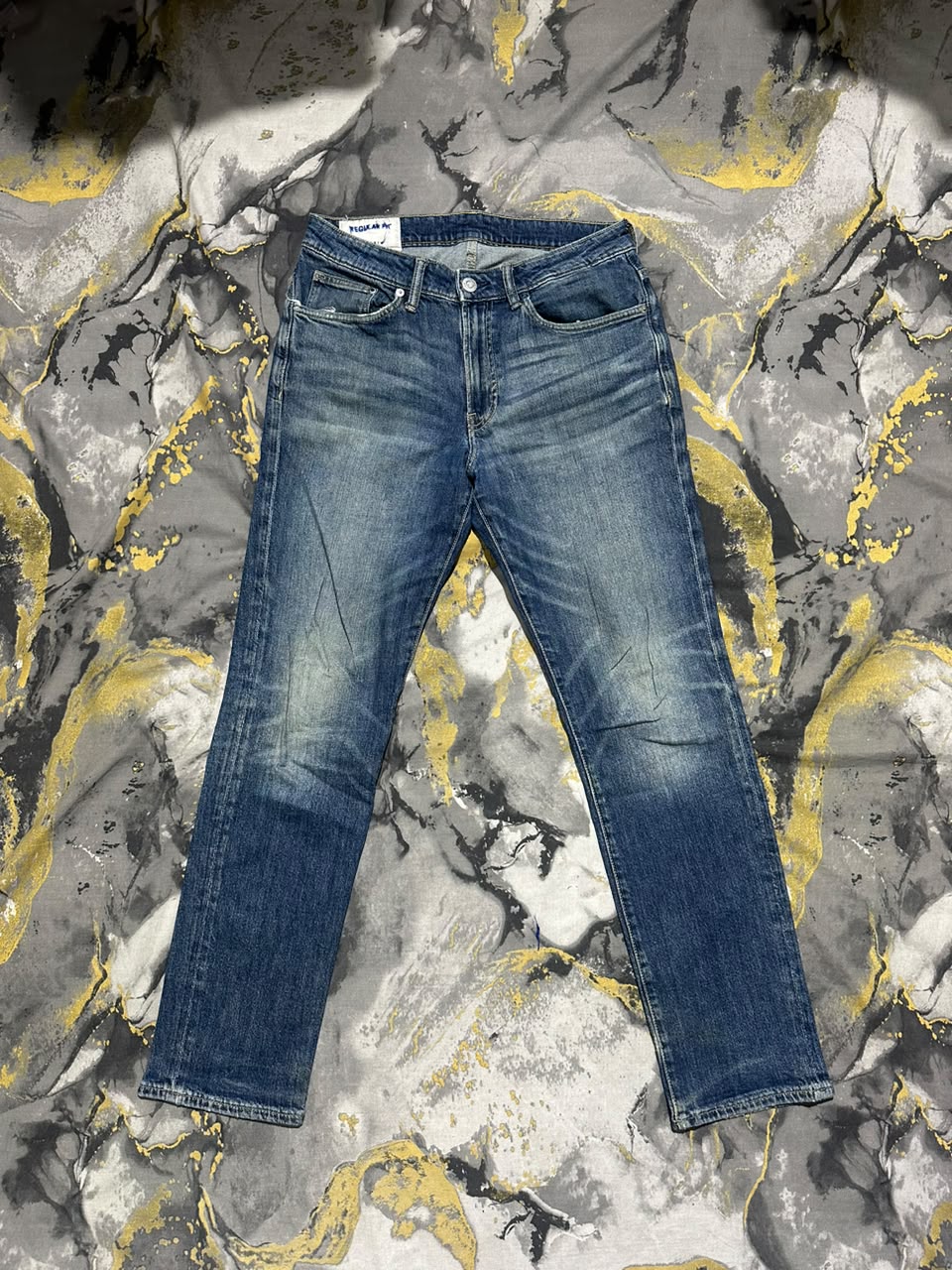 Dark Blue Straight Fit Faded Wash Jeans
