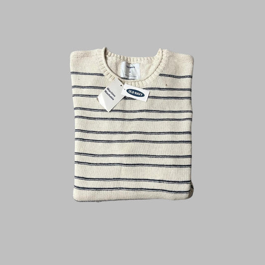 Medium Striped White and Black Knitted Sweater