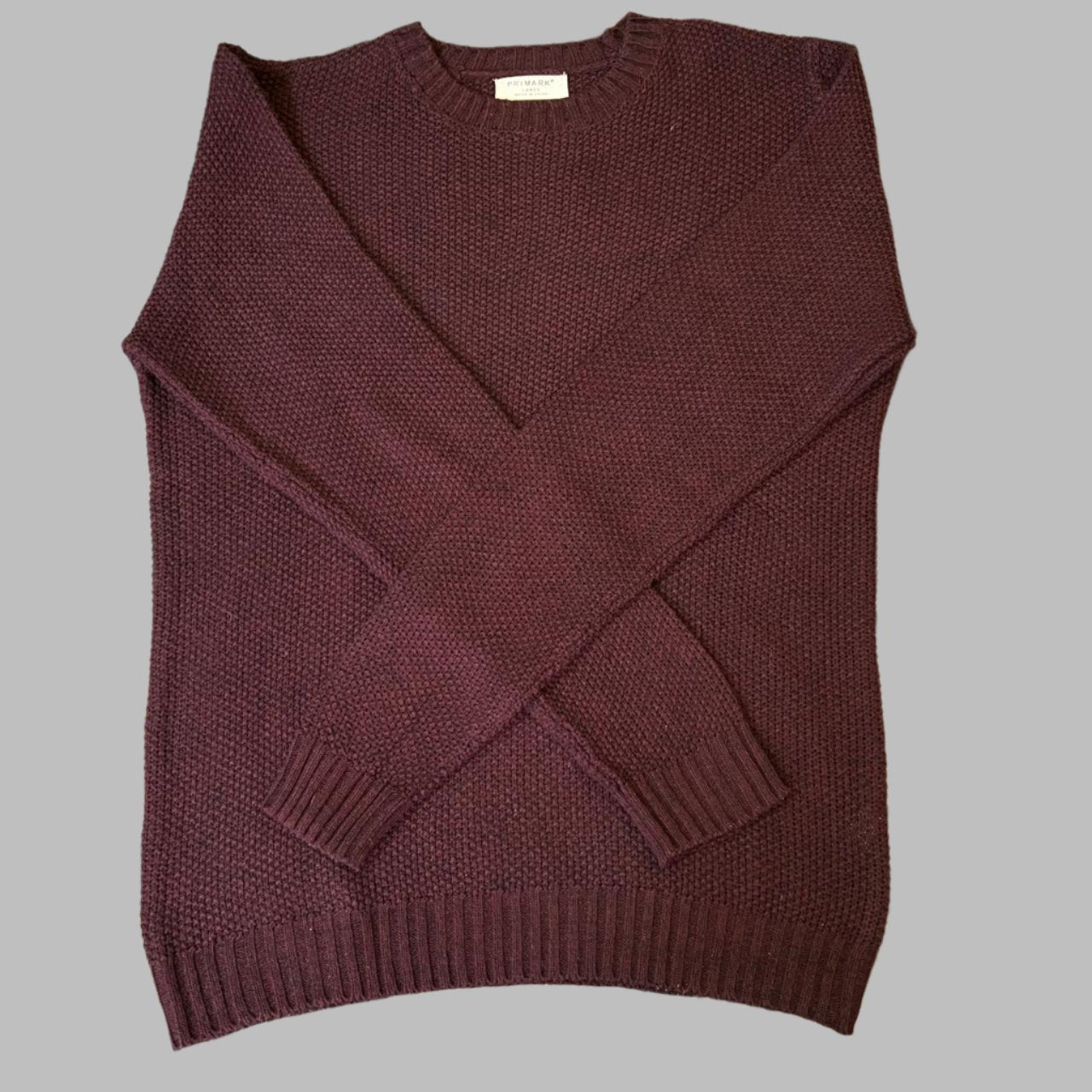 Maroon Waffle Knit Full Sleeves Sweater