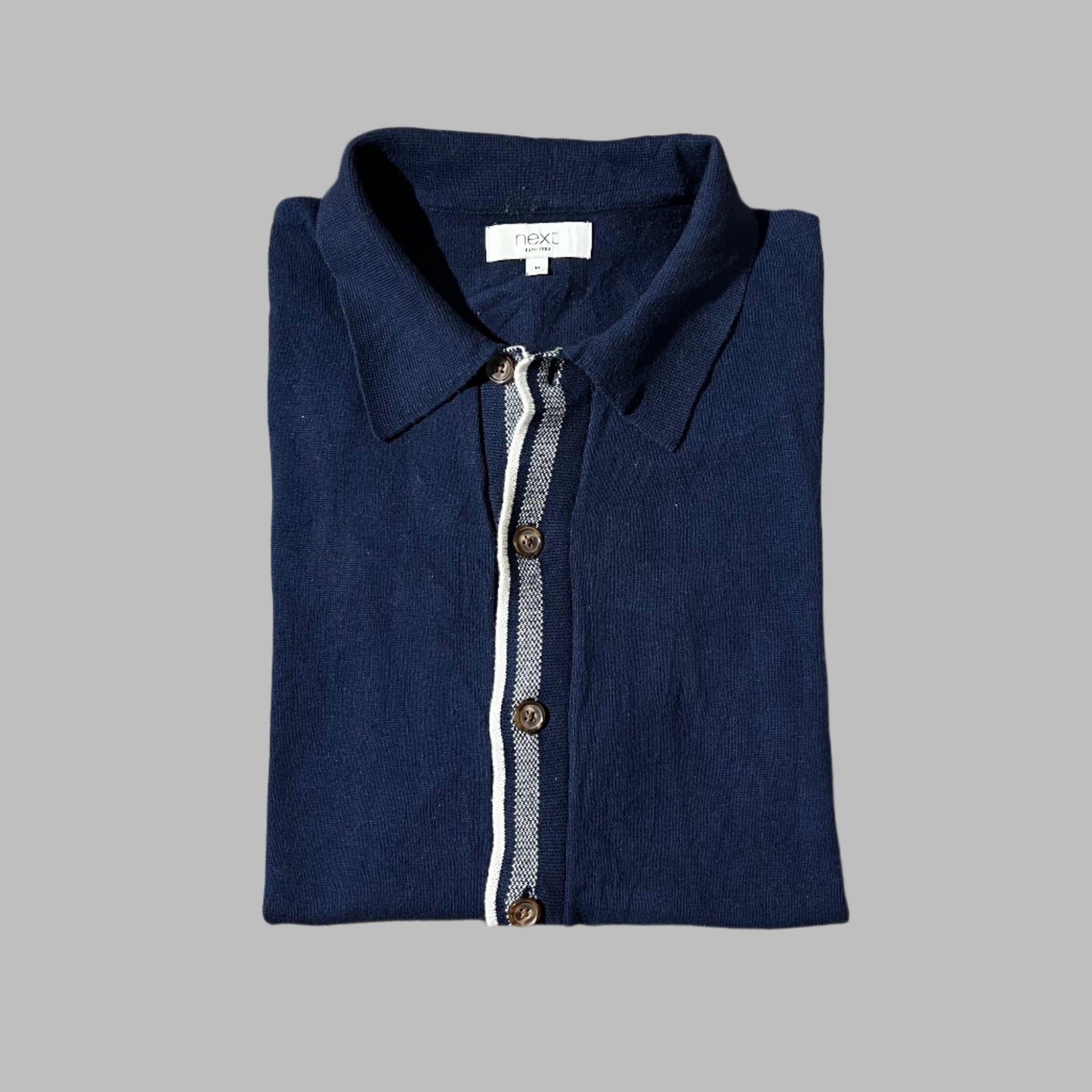 Navy Blue Buttoned Down Knitted Shirt